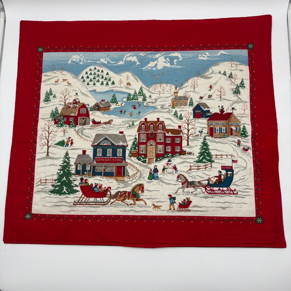 Vintage Nostalgic Cranston Home for the Holidays Table Topper & 4 Napkins
